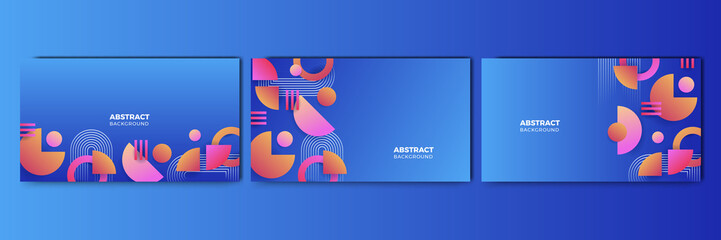 Set of modern abstract neon gradient blue colorful for design background