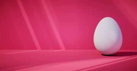 Bright blank background with egg. 3d rendering