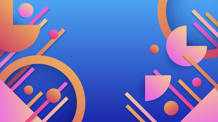 Fototapeta premium Abstract blue background with neon gradient of pink and orange yellow. Vector illustration