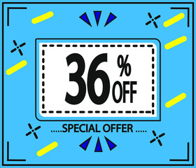 36% DISCOUNT. Special Offer Marketing Ad.
blue banner
