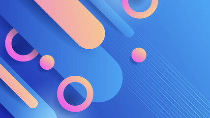 Abstract blue background with neon gradient of pink and orange yellow. Vector illustration