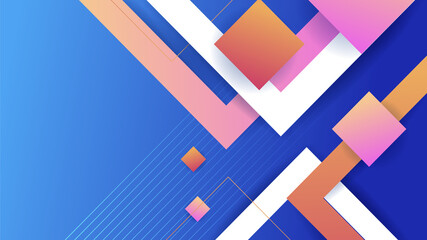 Abstract blue background with neon gradient of pink and orange yellow. Vector illustration