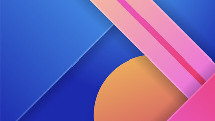 Abstract blue background with neon gradient of pink and orange yellow. Design for presentation, banner, poster, template and flyer. Vector illustration