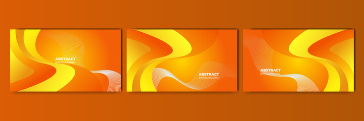 Set of abstract orange and yellow banner background