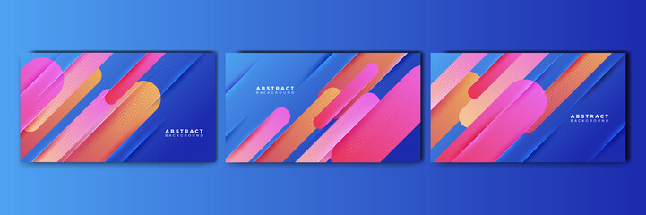 Fototapeta premium Set of dynamic abstract gradient blue colorful for design background