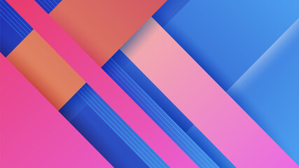 Modern abstract neon gradient blue colorful for design background. Blue background with orange yellow pink red gradient geometric shapes. Vector illustration