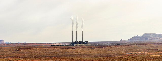 Smoke stacks of coal hydro power generation.