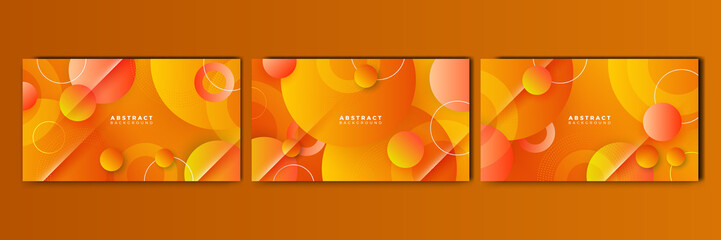Set of abstract orange and yellow banner background