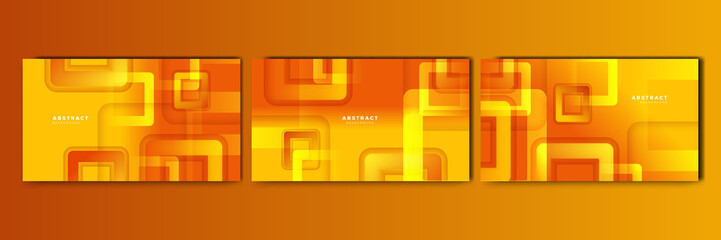 Set of abstract orange and yellow banner background