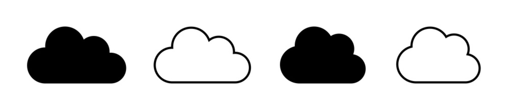 Cloud icon set - vector. cloud symbol in line and glyph style. Vector illustration