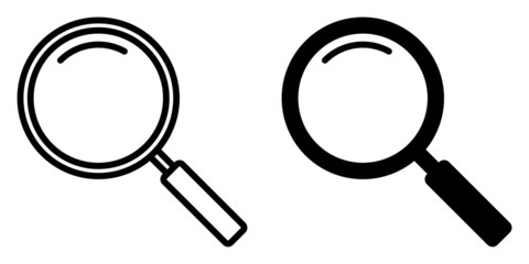 ofvs18 OutlineFilledVectorSign ofvs - magnifying glass vector icon . isolated transparent . magnifier loupe sign . black outline and filled version . AI 10 / EPS 10 . g11293 - obrazy, fototapety, plakaty