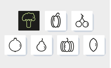 7 food line icons