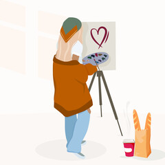Vector illustration girl artist