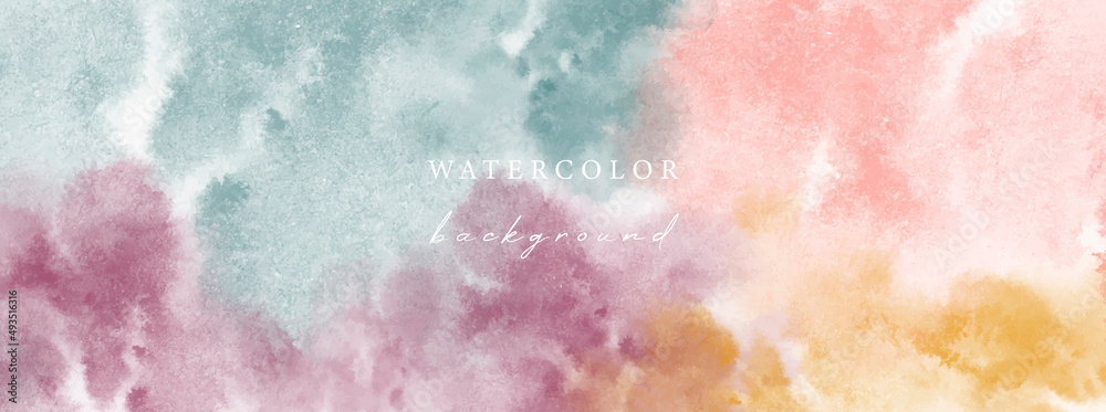Wall mural vector watercolor horizontal universal background with copy space for text