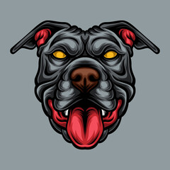 pitbull dog head mascot vector illustration
