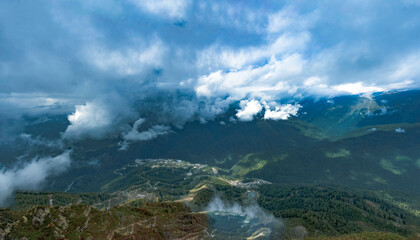Panorama of autumn in the mountains of the Caucasus.