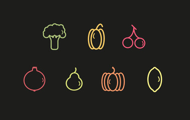 set of fruits and vegetables