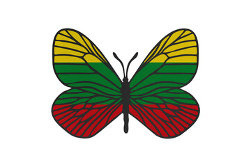 Butterfly wings in color of national flag. Clip art on white background. Lithuania