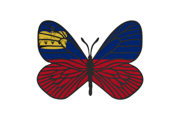Obraz na płótnie Canvas Butterfly wings in color of national flag. Clip art on white background. Liechtenstein