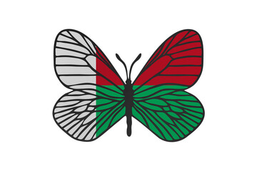 Fototapeta premium Butterfly wings in color of national flag. Clip art on white background. Madagascar