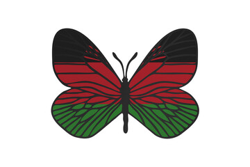 Butterfly wings in color of national flag. Clip art on white background. Malawi