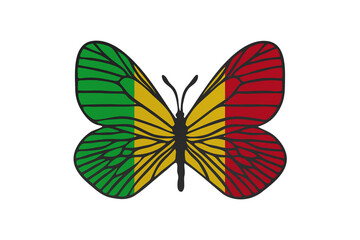 Fototapeta premium Butterfly wings in color of national flag. Clip art on white background. Mali