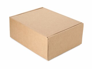 One closed cardboard box isolated on white