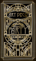 Art deco Vip greeting card, vector illustration