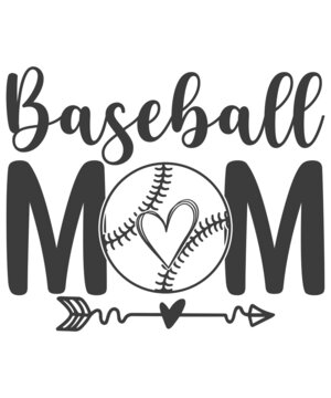 Baseball mom vector. Mom life design with aviator sunglasses and bandana. Messy bun. Funny sign for sports fans.