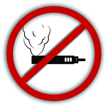 Vector image of a prohibition sign that prohibits smoking an electronic cigarette (vape)