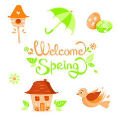 Spring set. The beginning of spring. Welcome!