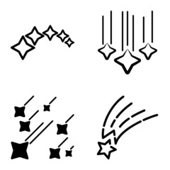 Starfall Flat Icon Set Isolated On White Background