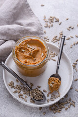 Sunflower butter or sunbutter. Hypoallergenic spread