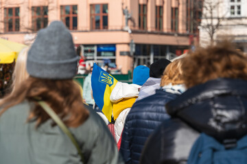 A group of activists protest against the Russian military invasion of Ukraine