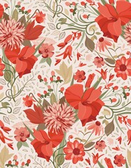 Obraz premium Late summer, August bouquet of gladioluses, dahlias, mixed traditional flowers, leaves and berries in creme, green, tan, terracotta, and khaki shades. For various paper print and digital realm designs
