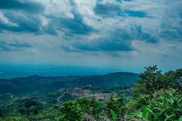 Mountain view before raining. Exotic panorama on rain forest