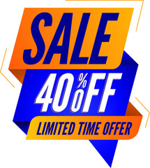 Vector banner template sale 40 porcent off limited time offer
