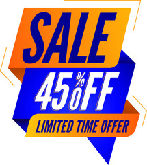 Vector banner template sale 45 porcent off limited time offer
