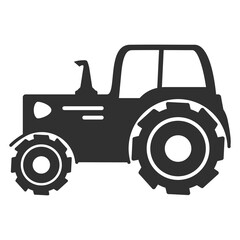 Black silhouette retro agricultural machinery tractor.Vector flat illustration.Isolated on white background.