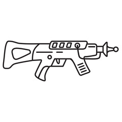 laser gun.Laser rifle.Toy weapons.Cartoon gun .Line art vector illustration.Isolated on white background.
