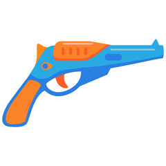 Futuristic weapon.Cartoon gun blaster weapon.Isolated on white background.Vector flat illustration.