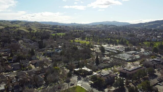 Pleasanton, California, Aerial Flying, Downtown, Amazing Landscape