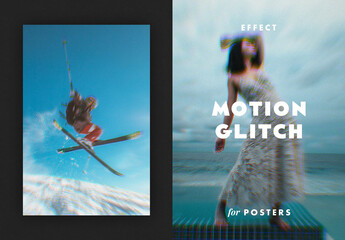 Motion Lens Glitch Poster Photo Effect Mockup