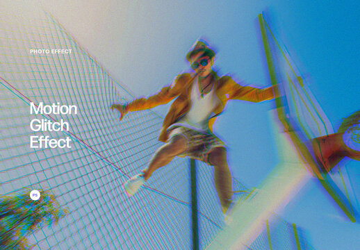 Motion Lens Glitch Photo Effect Mockup