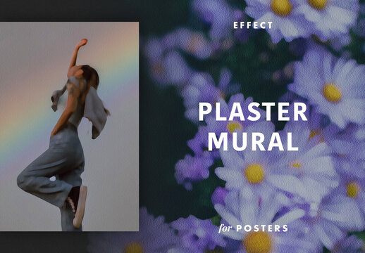 Plaster Wall Mural Poster Photo Effect Mockup