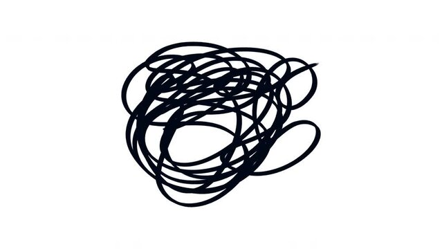 Hand drawn scribble doodle, stop motion animation on a white background