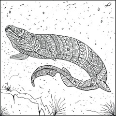 Sea Animals doodle art coloring pages