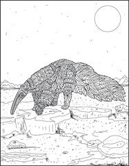 Naklejka premium Doodle art animal outline coloring pages