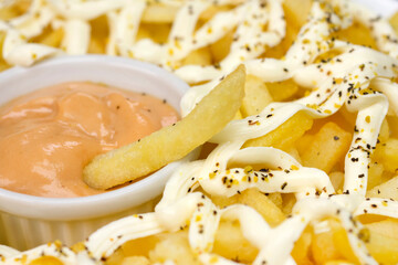 French fries with cream cheese and lemon pepper