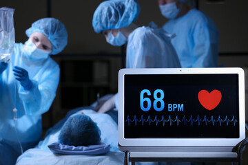 Modern heart rate monitor in operating room